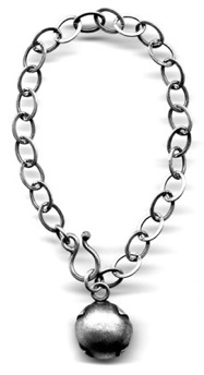 PILLOW $185-sterling silver bracelet with dangle of two clasping convex squares with mizzy texture (7 1/2" long chain) PILLOW $185-sterling silver bracelet with dangle of two clasping convex squares with mizzy texture (7 1/2" long chain)